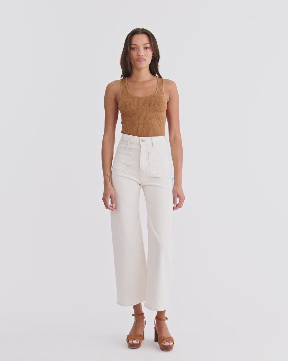 Veronica Beard Grant Wide-Leg Jean - Ecru