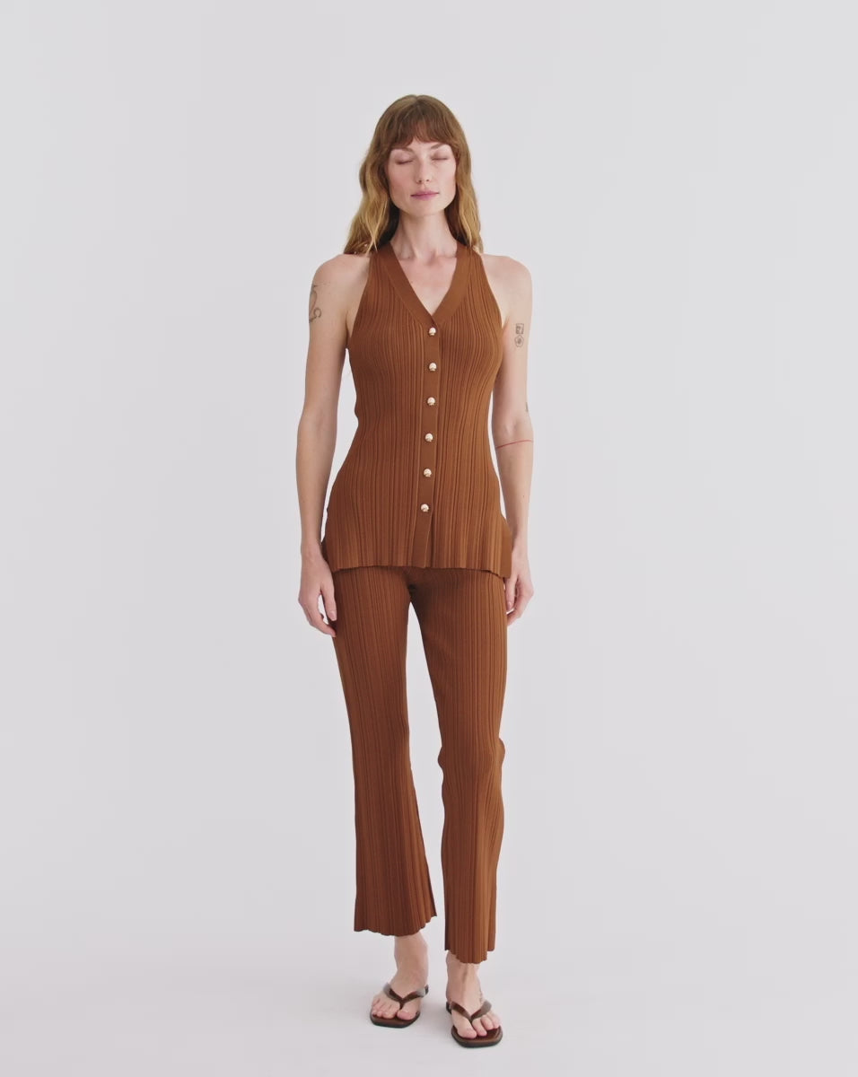 Veronica Beard Dax Knit Vest - Dark Whisky