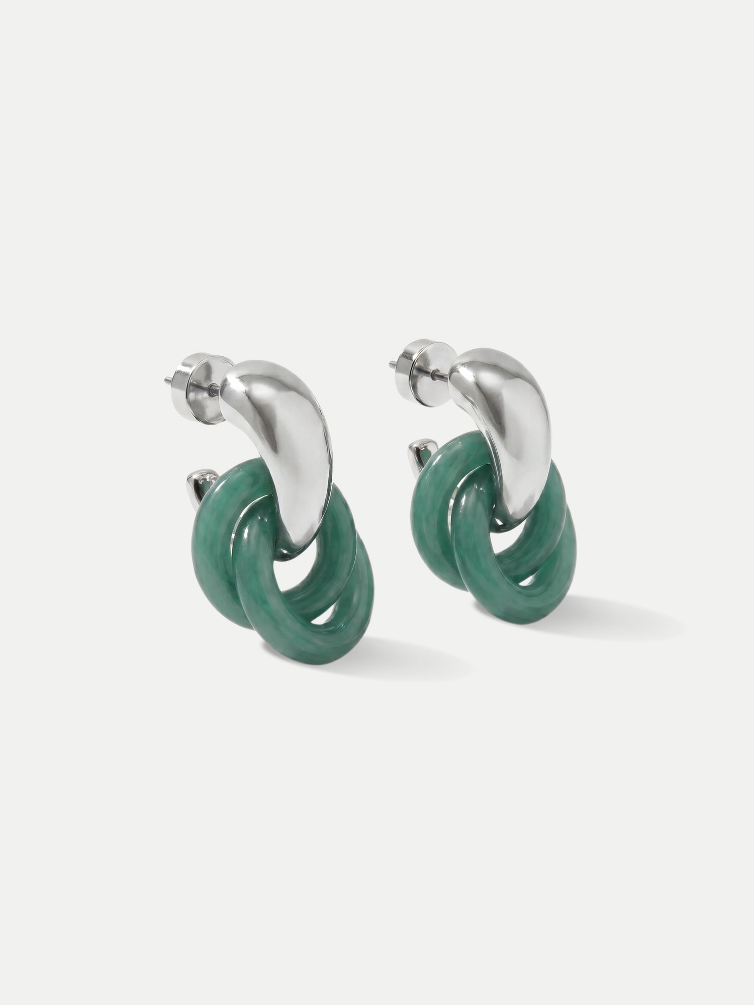 Veronica Beard Silver and green chain link earrings