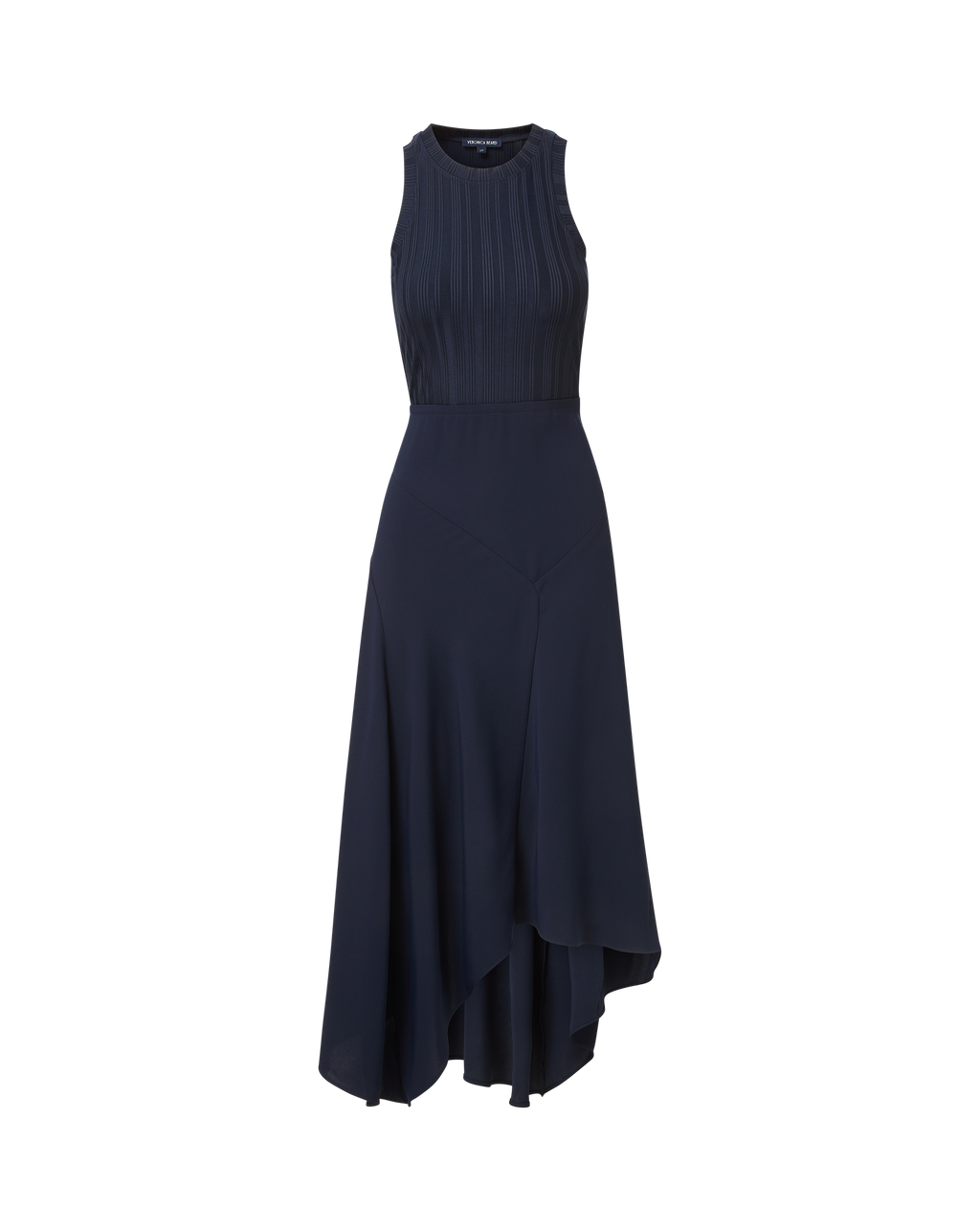 Veronica Beard Black halter dress with asymmetrical hem.