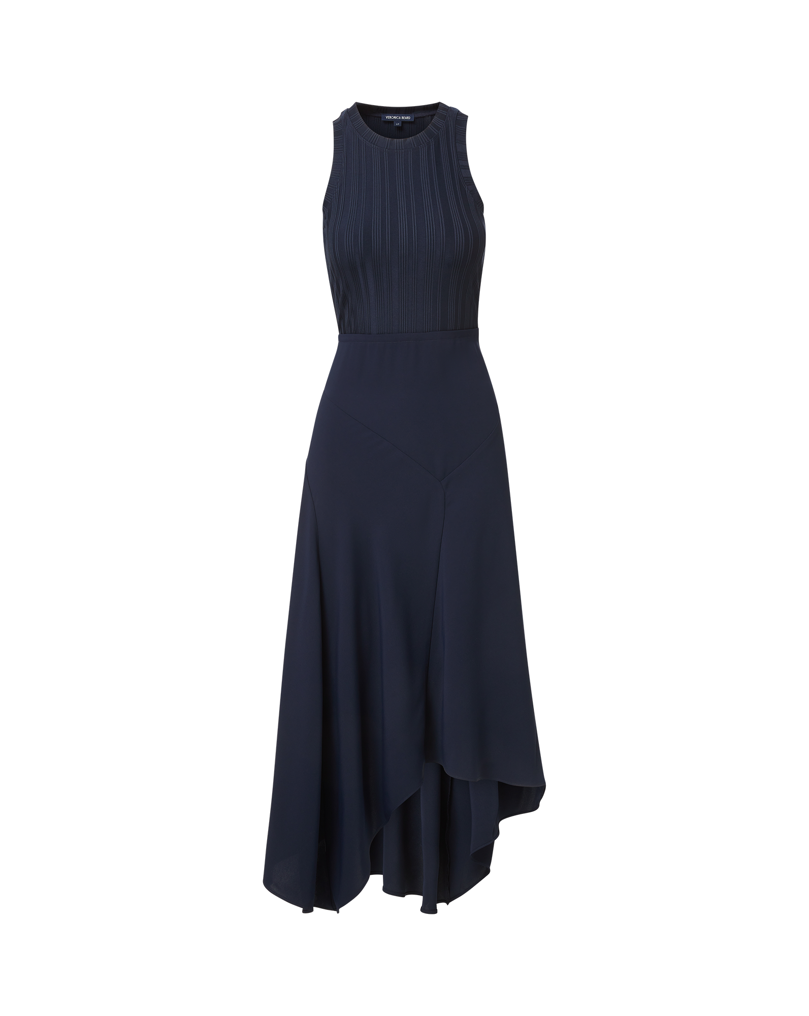 Veronica Beard Black halter dress with asymmetrical hem.