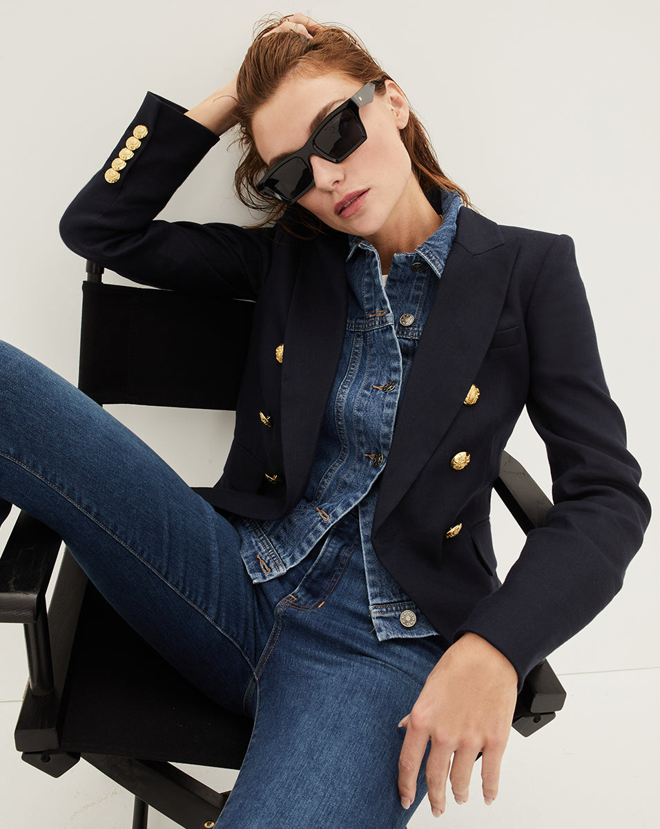 Veronica Beard Miller Linen Dickey Jacket - Navy