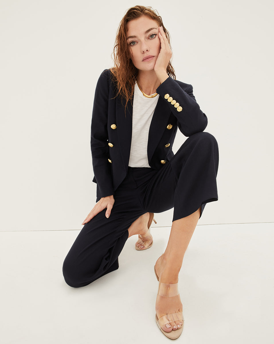Veronica Beard Miller Linen Dickey Jacket - Navy