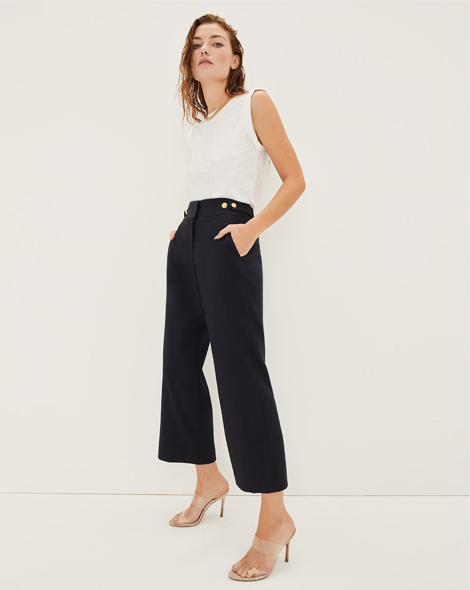 Veronica Beard Aubrie Linen Pant - Navy