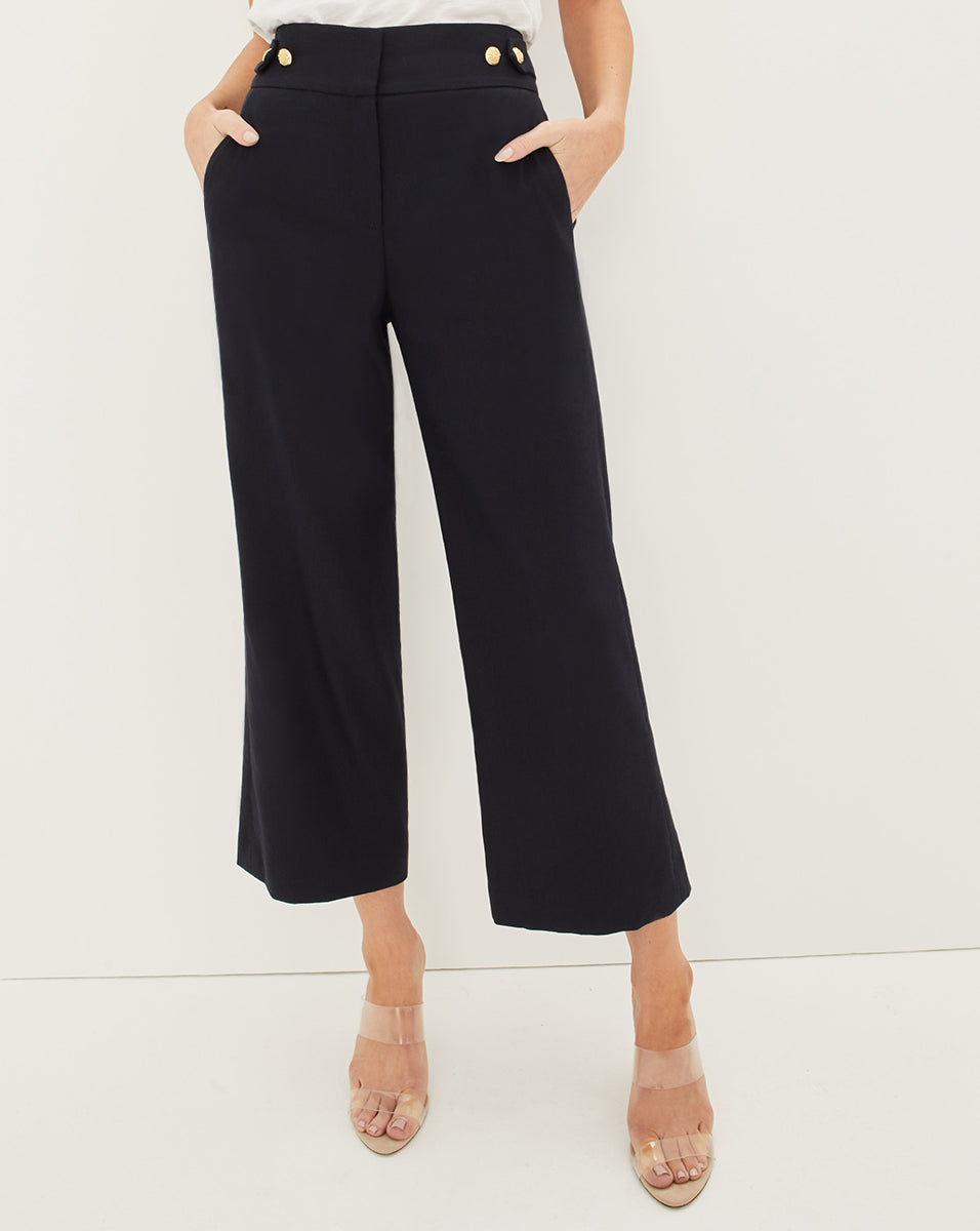 Veronica Beard Aubrie Linen Pant - Navy